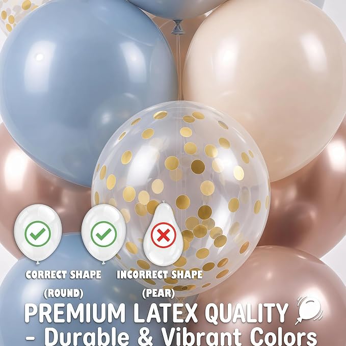 HIINS Balloon Column Kit Set of 2 with Dusty Pastel Blue Gold Balloon Base&Pole,Balloon Tower Backdrop Decoration for Wedding, Baby Shower, Birthday Party, Bridal Engagement