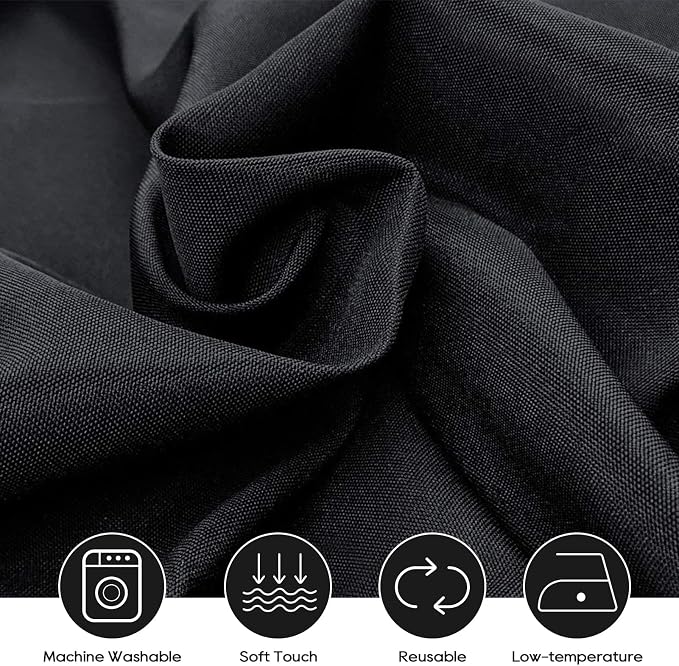 Surmente 5 Pack Black Tablecloth 90 x 132-inch Rectangular Polyester Table Cloth for Weddings, Banquets, or Restaurants