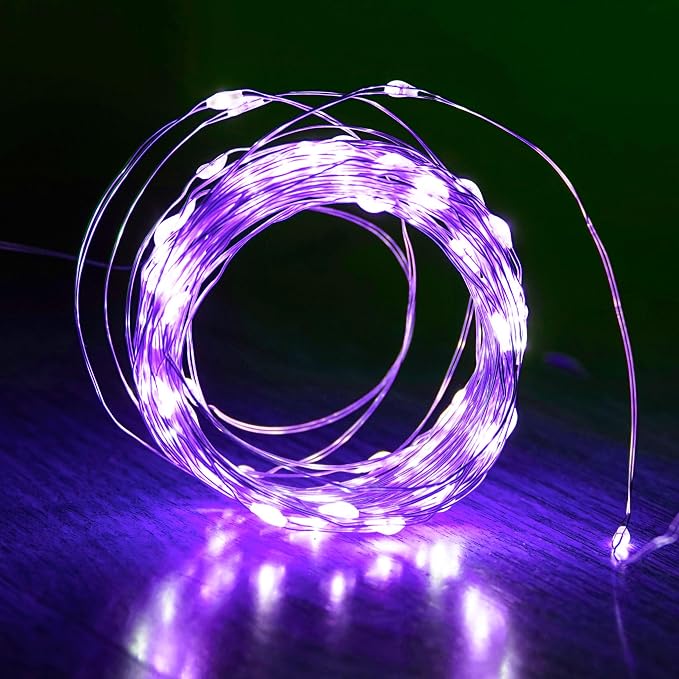 Fairy Lights Battery Operated 100 LED 33 ft Twinkle Starry Firefly LED String Lights with Timer 8 Modes Remote Waterproof for Christmas Party Bedroom Wedding 4 Pack (Purple)