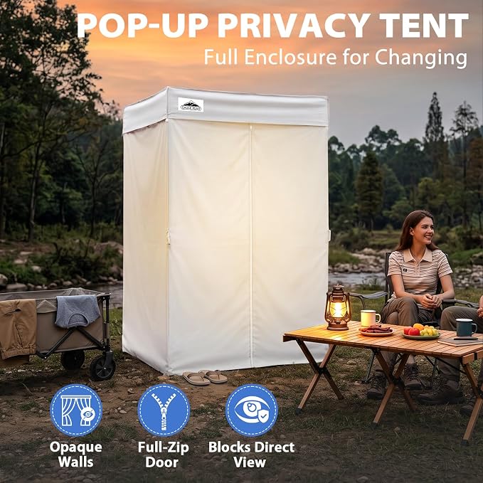 EAGLE PEAK 4x4 Pop Up Changing Tent, Flat Top Changing Room, White | Portable, Privacy Tent, Pool Cabana, Dressing Room, Shower & Toilet Use, Opaque Fabric, Instant Setup, Photoshoots, Camping