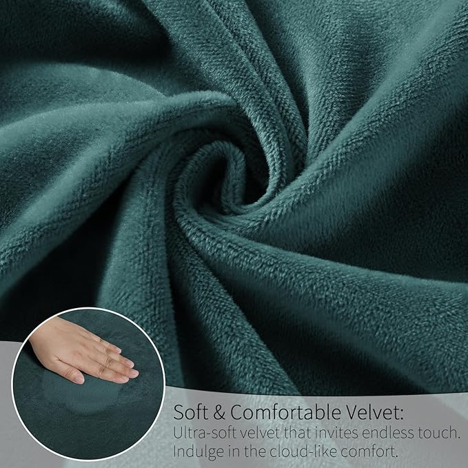 MOSAYT Velvet Stretch Chair Covers for Dining Room Set of 4 - Soft Slipcovers with Thick Removable Fabric for Parsons Chairs, Washable Seat Protectors for Kitchen, Banquet & Home Decor, Dark Teal