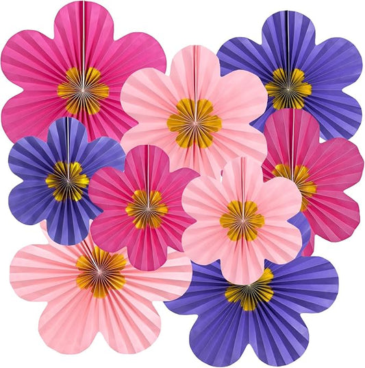 Purple Pink Paper Fans, Pink and Purple Paper Flower Birthday Decorations for Classroom, Birthdays, Baby Showers, Weddings