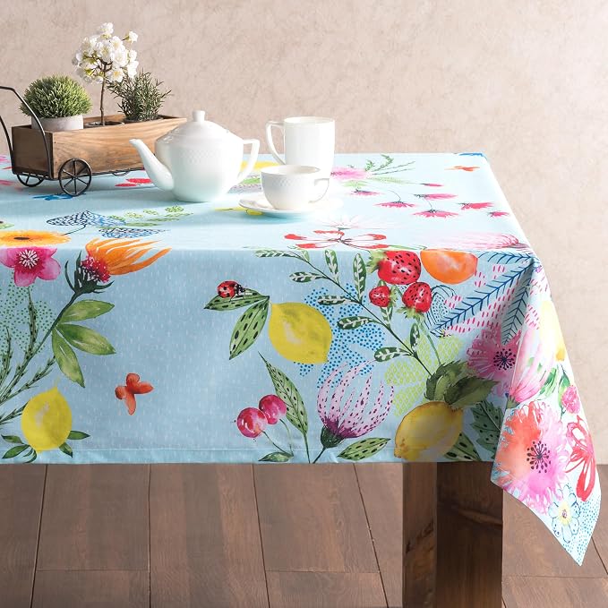 Maison d' Hermine Table Cloth Square Table 100% Cotton 54 x 54 Inches Tablecloth Reusable Decorative for Dining Kitchen Room Farmhouse Party Home Hotel Restaurant Spring Summer - Jardin D'Ete - Mint