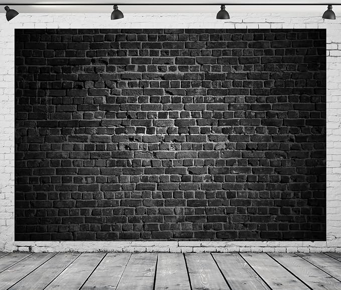 BELECO 15x8ft Fabric Black Brick Wall Backdrop for Photography Vintage Stone Brick Background for Theme Party Decorations Birthday Photoshoot Home Wall Decor Photo Booth Studio Props