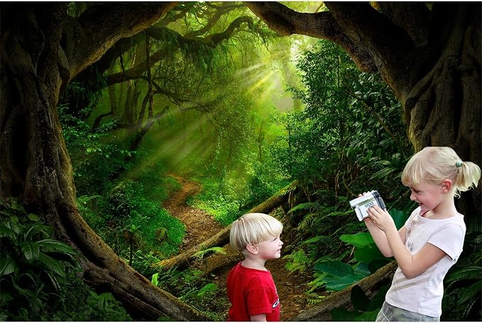 Jungle Photography Background Mysterious Spring Rainforest Sunlight Jungle Forest Backdrop Camping Theme Party Background Outdoorsy Natural Scenery Kids Adult Wedding Studio Backdrop 10x8ft