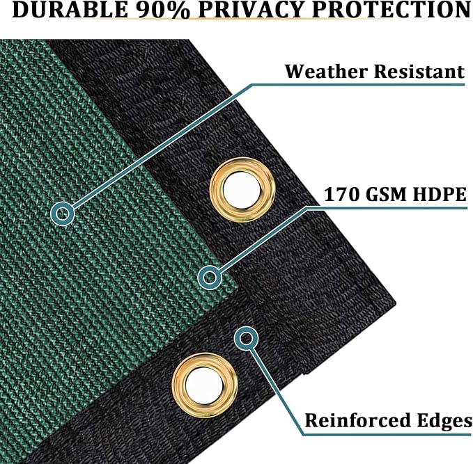 Shade&Beyond 8'x35' Dark Green Privacy Screen Fence Cover 170 GSM Fencing Mesh Fence Panel for Wall Garden Yard Backyard Indoor Outdoor Home Decoration