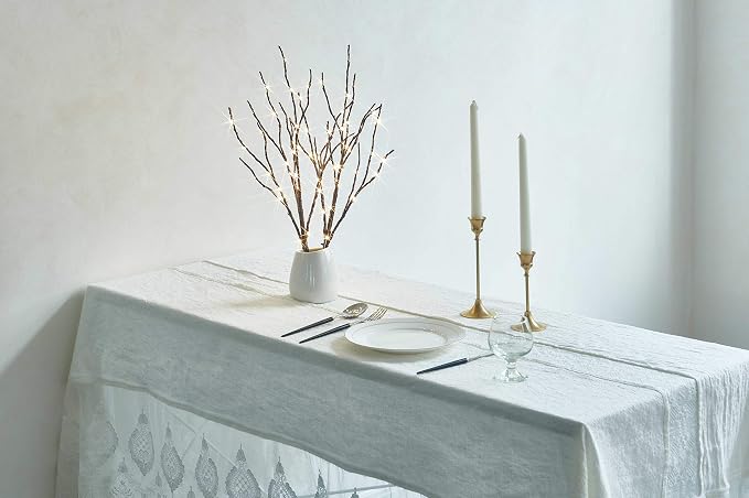 Fudios Lighted Branches 18IN 70 Warm White LED with Timer Twig Lights Battery Operated for Christmas Wedding Party Decoration(2 Set)