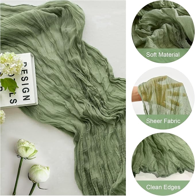 Sage Green Birthday Decorations, Boho Birthday Party Decorations with Green Gold Balloons Table Runner Happy Birthday Banner, Neutral Birthday Decorations for Women Adults