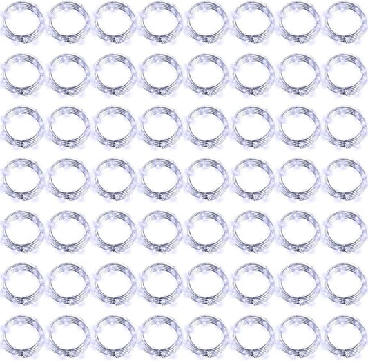 Hortsun 100 Packs Fairy Lights Battery Operated 3 Speed Modes, 7 Ft/ 2 M 20 LED Battery String Mini Waterproof Wire Twinkle Lights Bulk for Wedding Party Birthday Vases Decor (Cool White)