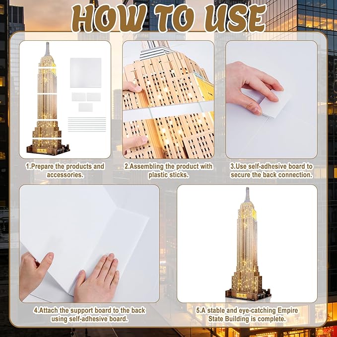 5.6 Ft Empire State Building Cardboard Cutout Life Size New York City Landmark Standee NYC Skyscraper Stand Up Backdrop Props for City Theme Party Decor Photo Booth Classroom Display