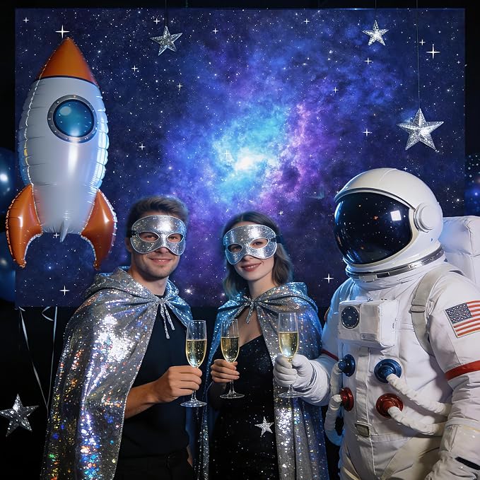 Galaxy Stars Backdrop 10x5 FT Outer Space Birthday Starry Night Sky Backdrops Decorations Universe Space Photography Background Kids Space Party Decor Banner Photo Booth Props