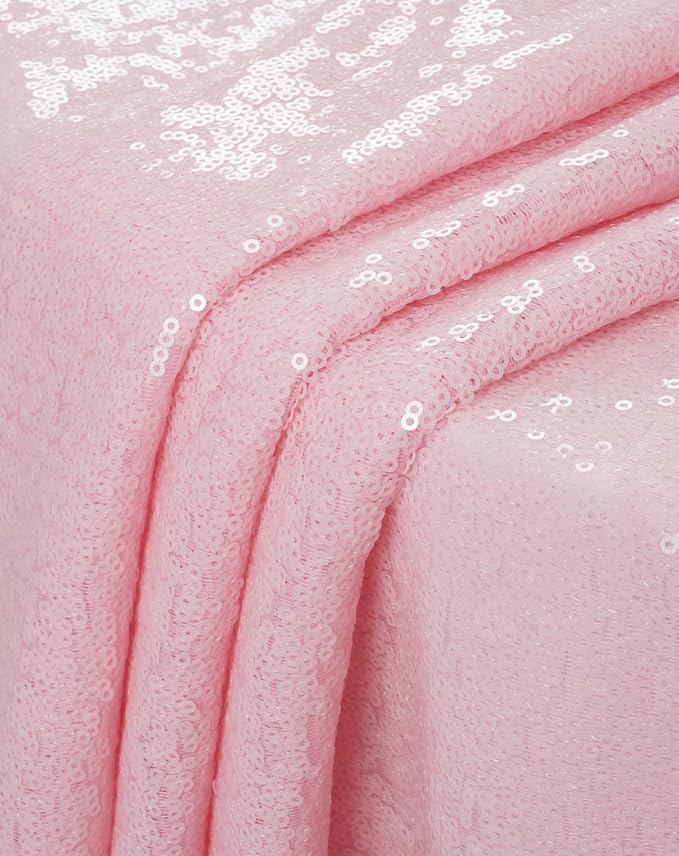 Eternal Beauty Pink Tablecloth, 120 Inch Round Sequin Tablecloth for Mother's Day Party Cake Dessert Table Exhibition Events