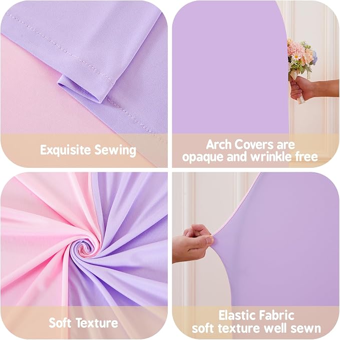Pink Purple Arch Covers 7.2 and 6ft Backdrop Arch Cover Set of 2 Stretchy Back Drop Cover Spandex Baby Shower Arch Backdrop Wedding Birthday Bridal Shower Mermaid Party Decor Balloon Arch Stand Cover