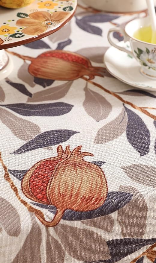 patdrea Vintage French Linen Tablecloth,Rectangular,94"x63" | Elegant Beautiful Large Table Cloth for Rectangle Table,Natural Floral Print,for Dining Room Tea Party Thanksgiving