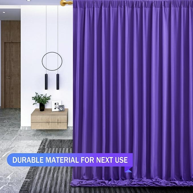 Purple Backdrop Curtains 2 Panels-Wrinkle-Free Purple Curtains Polyester Photography Drapes for Baby Shower Birthday Party Photo Background Backdrop Stand- 8 X10FT