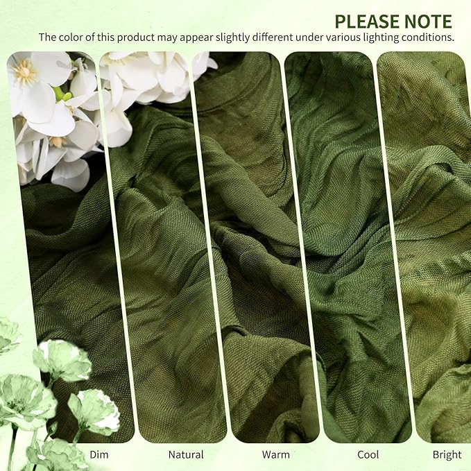 10 Pack Olive Green Cheesecloth Table Runner 10FT Boho Gauze Cheese Cloth Table Runners Romantic Rustic Sheer Table Decorations for Wedding Party Baby Shower Birthday Holiday Home
