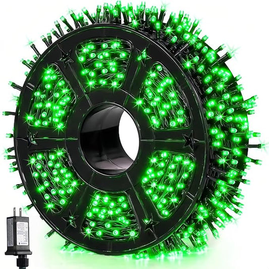 JMEXSUSS 1000 LED 328ft Green Christmas Lights Plug in | Green Wire, 8 Modes, Waterproof, Christmas Halloween Yard Patio Decor