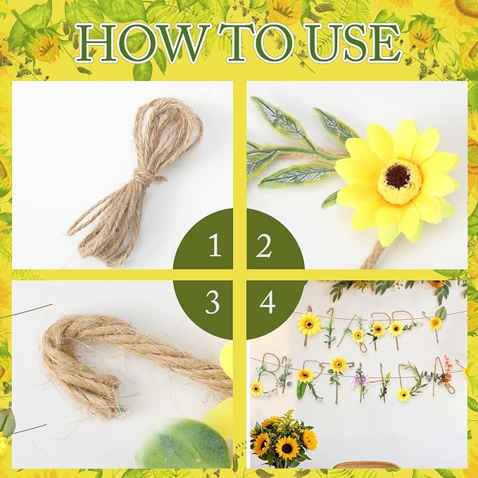 Norme 2 Pcs Fall Sunflower Birthday Party Decorations Banner Metal 3D Flower Autumn Happy Birthday Garland Sign Sunflower Fall Party Decorations Garden Tea Fairy First Birth Background Women Girl