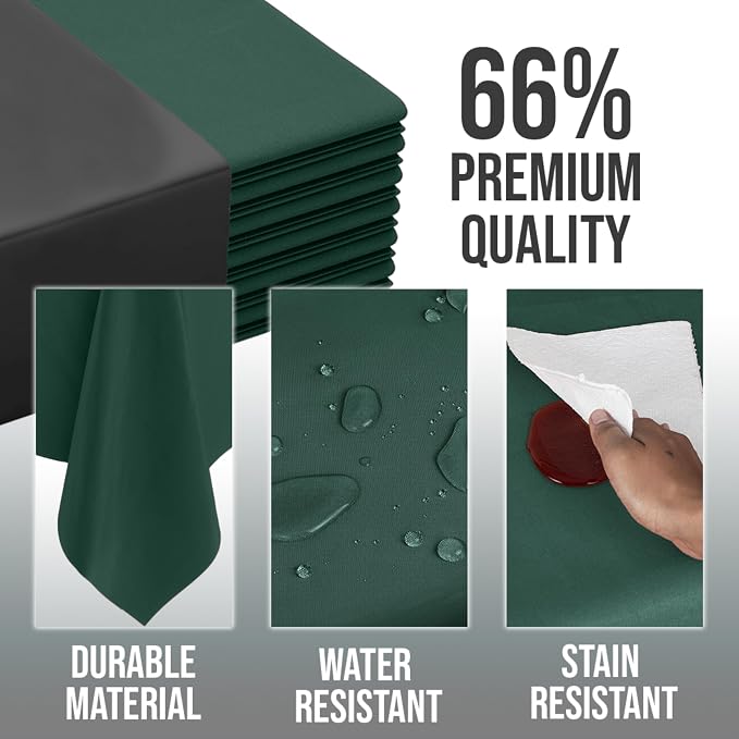 Exquisite Dark Green Round Tablecloths Plastic Table Cloth Disposable 48 Pack 84" Inch Round Table Cloth Disposable Dark Green Tablecloths Plastic Tablecloth Indoor/Outdoor Tablecloth Party Supplies