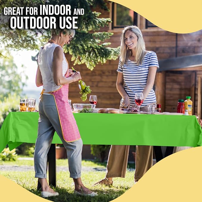 Party Solids 66% Thicker Premium Lime Green Plastic Table Cover Roll 40" X 300' Table Cloth Plastic Cover Roll Quality Thick Banquet Rolls Disposable Tablecloth Rolls Strong American Based Company
