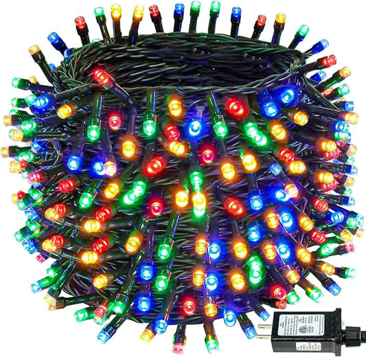 BHCLIGHT Extra-Long 165FT 500LED Christmas String Lights Outdoor/Indoor, Timer & Memory & 13 Modes, Multicolor Christmas Lights Waterproof Green Wire Tree Lights for Xmas Holiday Party