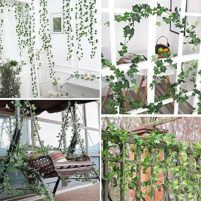 RECUTMS 258 FT Fake Vines Greenery Leaf Garland Ivy Vine Foliage Flowers Hanging for Wedding Party Garden Home Kitchen Office Aesthetic Wall Bedroom Living Room Wedding Party Patio Decor(36 Pack)