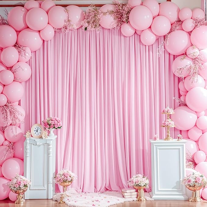 30x10ft Pink Backdrop Curtain for Wedding Parties Wrinkle Free Fabric Light Pink Drapes Backdrop Decoration for Baby Shower Birthday Photography Decoration 6 Panels, 5ft x 10ft