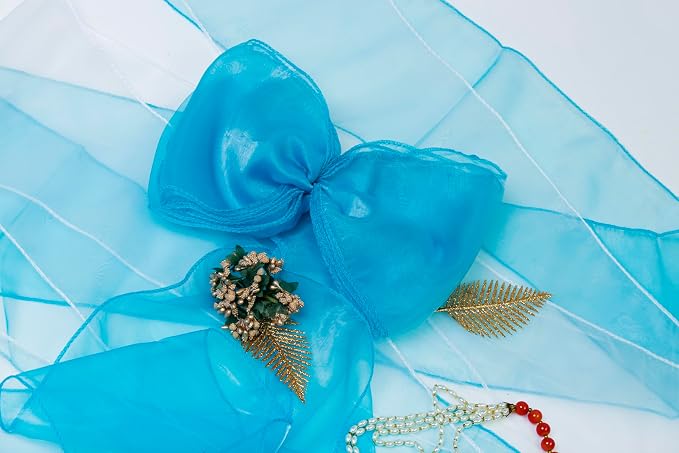 MDS® Pack of 300 Organza Chair Sashes for Wedding Decoration, Reusable Sheer Chair Bows for Banquet Chair Cover, Reception, Bridal Shower, Baby Shower, Birthday Party & Special Events - Light Teal