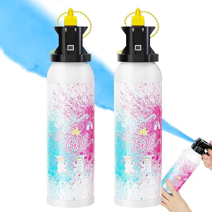 Large Gender Reveal Fire Extinguisher: 2 Packs Gender Reveal Ideas Only for Baby Boy with 100% Biodegragable for Gender Reveal Decorations - (Blue)