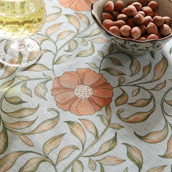 patdrea Vintage French Linen Tablecloth,Round,Diameter 55"-Wensel | Italian Provencal Table Cloth for Round Table,Colorful Floral Patterned,Dining Room Tea Party Thanksgiving Decor