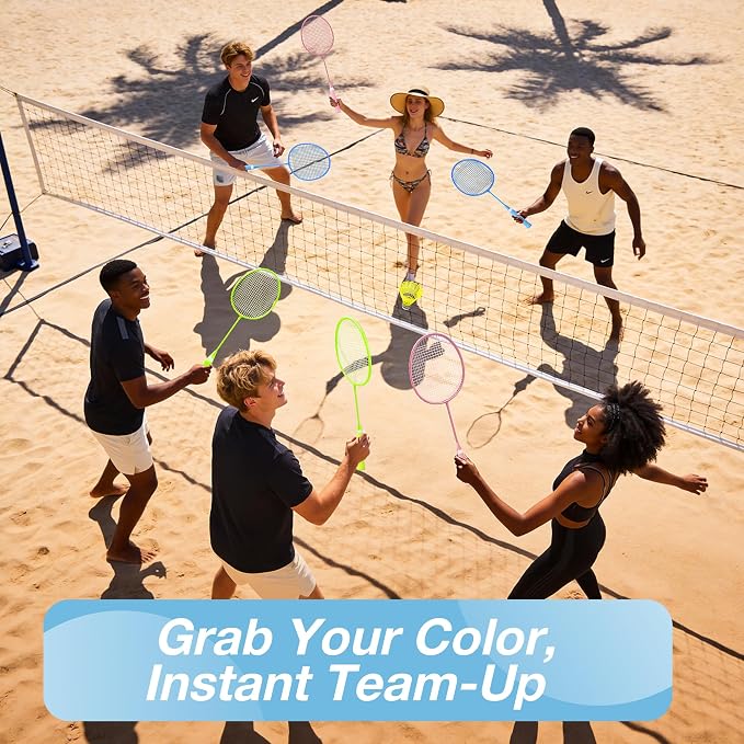 AboveGenius Badminton Rackets Set, Lightweight Badminton Set Includ 4/6 PCS Rackets, 6 Birdies, Outdoor Backyard Games, Racquets for Adults, Teens, Family Beginner
