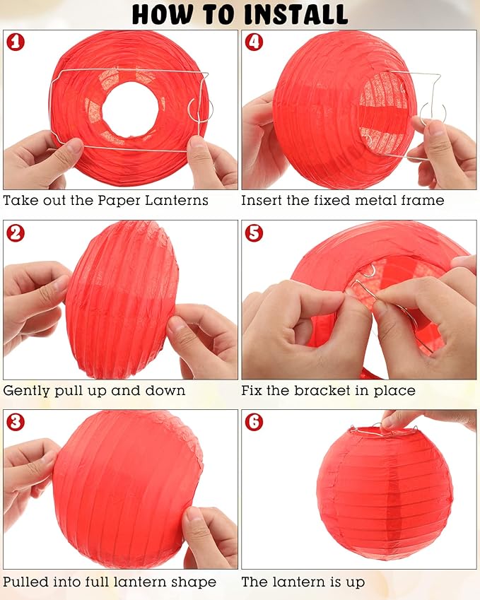 Treela 48 Pcs Paper Lanterns Party Decorations Chinese Round Paper Decor 4/6/8/10 Inch Asian Hanging Lamps Decorative for Graduate Wedding Birthday Party Bridal Parties Supplies(Multicolor)