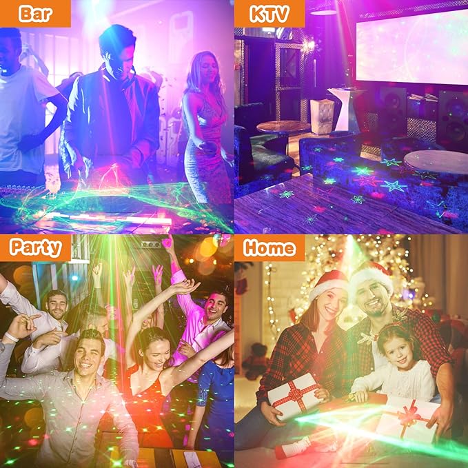 Enjoyedled DJ Disco Stage Party Lights - Northern Laser Light Effect RGB Led Sound Activated Strobe Lighting with Remote Control for Indoor Birthday Karaoke Club KTV, Black