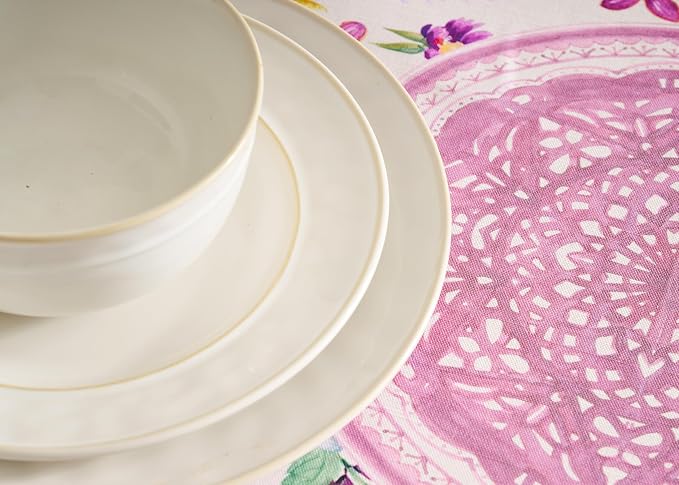 Maison d' Hermine Table Cloth Round Table 100% Cotton 69 Round Inches Tablecloth Reusable Decorative for Dining Kitchen Room Farmhouse Party Home Hotel Restaurant Spring Summer - Chardon