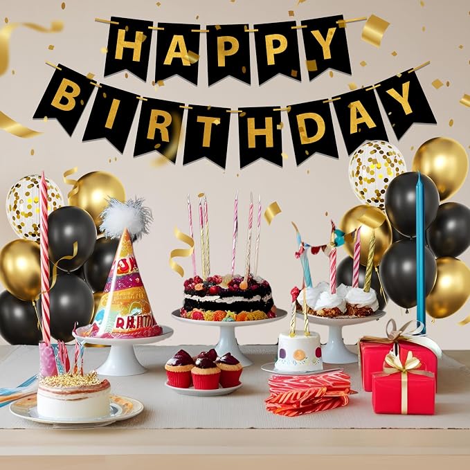 Gold 18th birthday decorations for boys Men,3pcs birthday Decorations for Men boys black and gold Balloon Boxes Birthday Party Favors