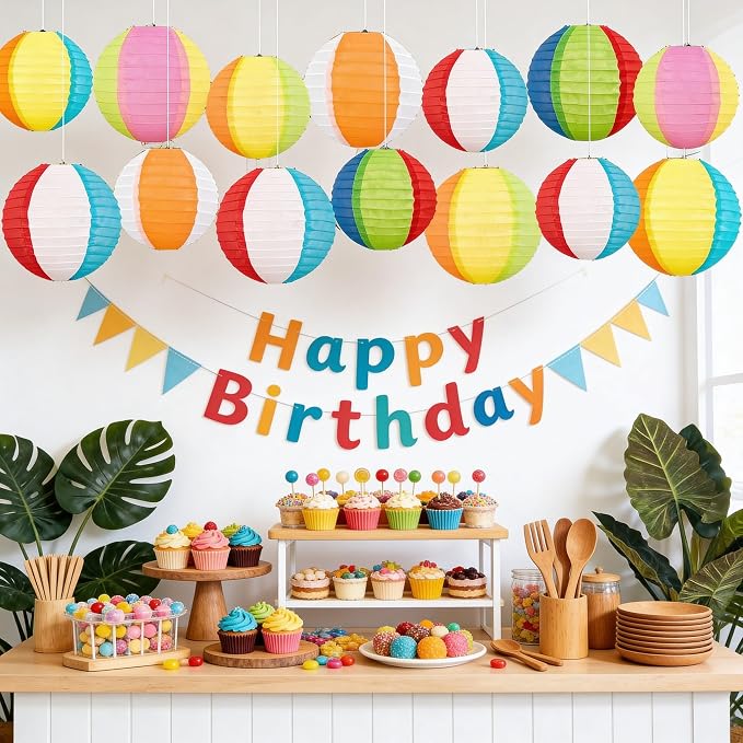 ‎Renbuzhu 37PCS Pool Party Decorations Beach Ball Paper Lanterns Bulk - Summer Luau Hawaiian Themed Hanging Decor for Home Birthday Outdoor Indoor