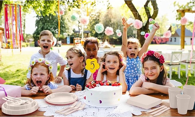 350 Pcs Ivory Plastic Plates For Party, Ivory Disposable Plates Set, 50 Of Each 9" Dinner Plate Set, 7" Dessert Plate, Cups, Napkins & Cutlery Plastic Dinnerware Set Exquisite