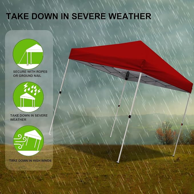 Northroad 8X8 FT Pop Up Canopy, Outdoor Instant Canopy Tent w/Carrying Bag, Portable Gazebo Shelter for Wedding Party,Commercial Event,Patio,Garden,Beach -Red