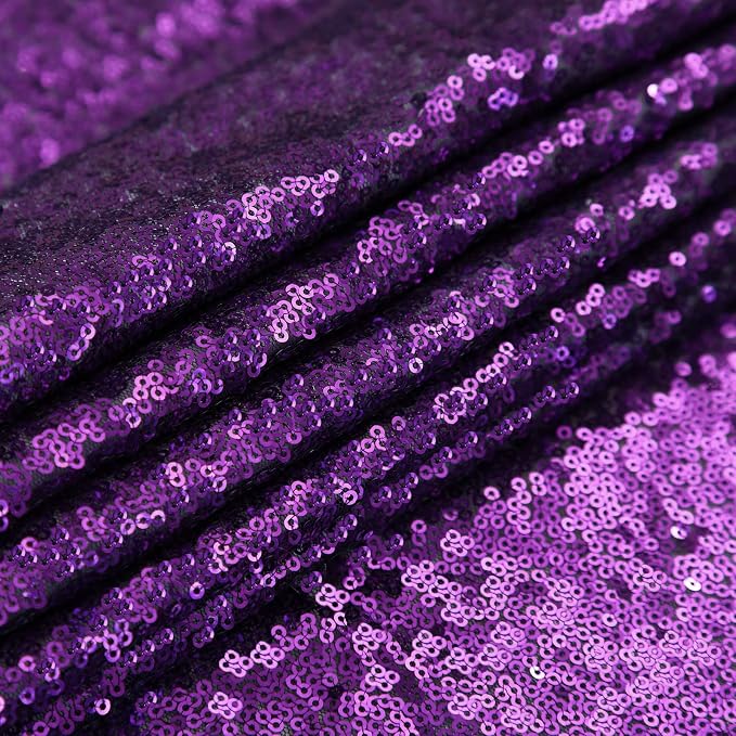 B-COOL Sequin Tablecloth Round Party Decorations: Purple Table Cloth Overlay 90 Inch Sparkle Fabric for Birthday Beach Parties Halloween