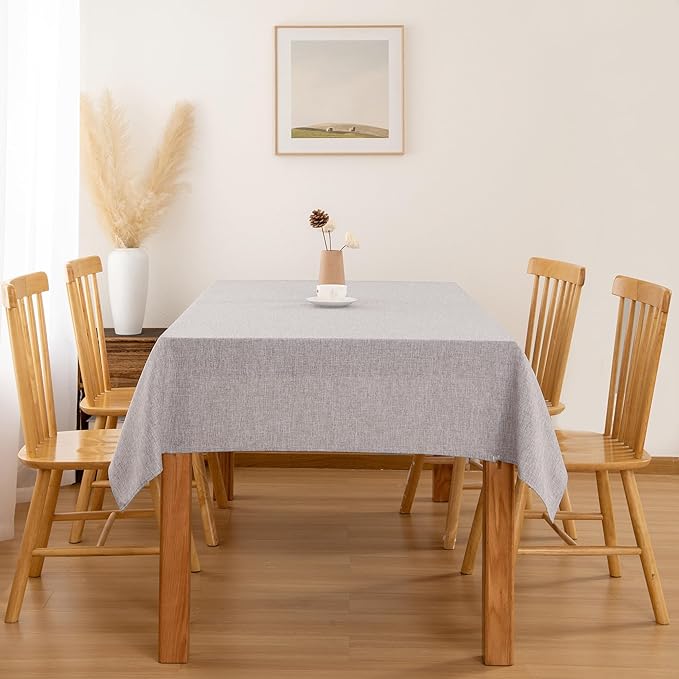 Hiasan Faux Linen Rectangle Tablecloth - Wrinkle and Stain Resistant Washable Table Cloth for Kitchen Dining Room Holiday Table Cover for Party Dinner, Stone, 52 x 70 Inch