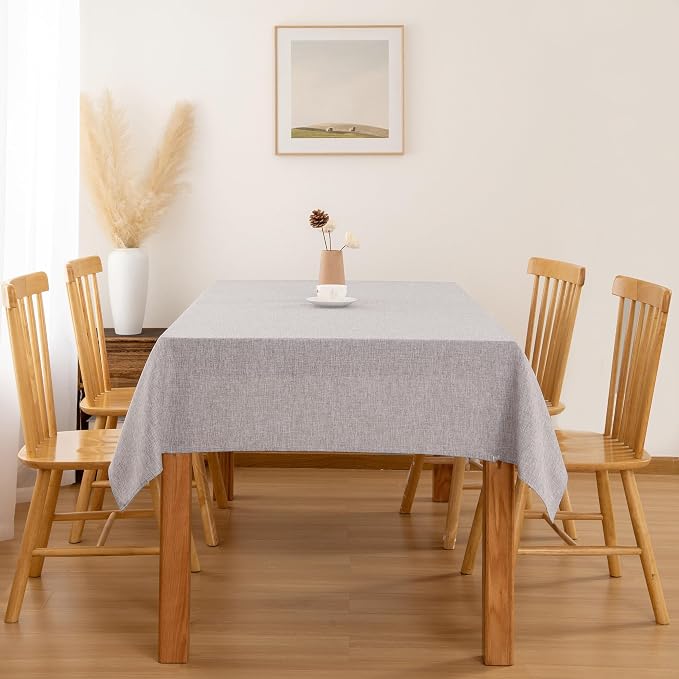 Hiasan Faux Linen Rectangle Tablecloth - Wrinkle and Stain Resistant Washable Table Cloth for Kitchen Dining Room Holiday Table Cover for Party Dinner, Stone, 70 x 108 Inch