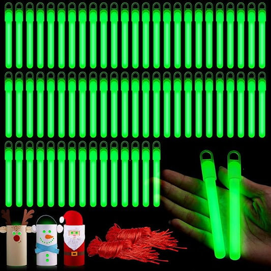 Lewtemi 100 Pack Glow 4 Inch Green Sticks Bulk, Glow in the Dark Party Supplies Birthday and Holidays