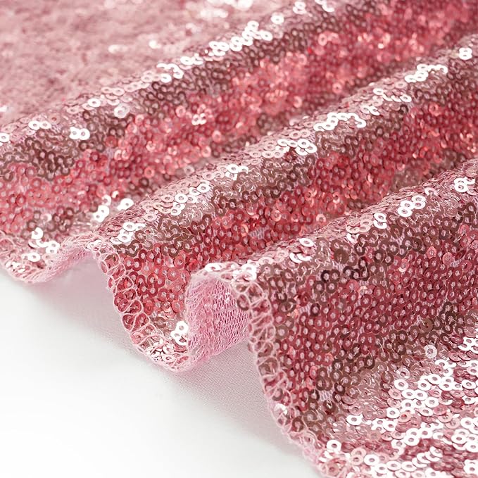 Eternal Beauty Sequin Backdrop Curtains, 2x8 Ft-2 Panels Fuchsia Pink Back Drop for Mother's Day Shimmer Photography Party Wedding Birthday Decor