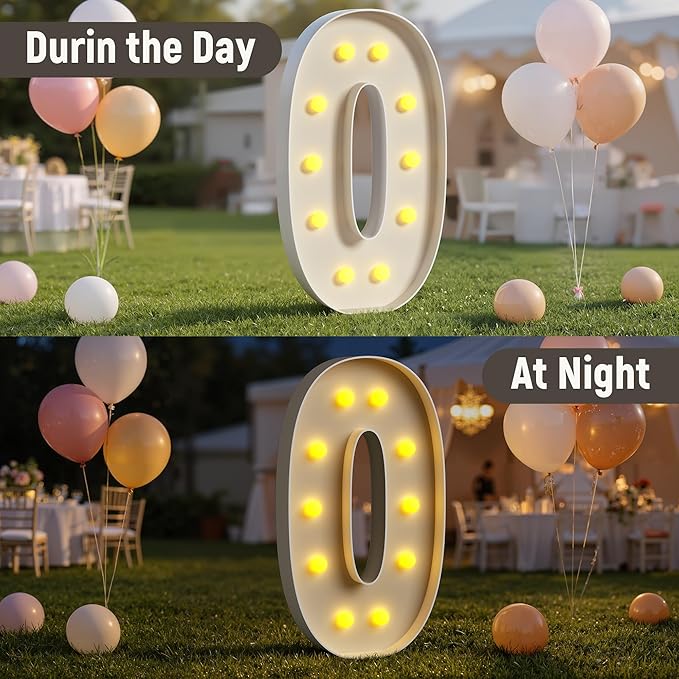 Mixifox 50 Light up Numbers 4 Feet Tall, 50 Marquee Numbers for Party, 50th Birthday Decorations for Women Men, Big 50 Sign with Light for Anniversary, Birthday Backdrop Decor