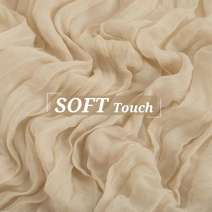 Showgeous 6 Pack Beige Cheesecloth Table Runner, 10FT Long Semi-Sheer Boho or Rustic Gauze Table Runner Wedding Table Decor for Wedding Arch Draping Bridal Shower Holiday Party