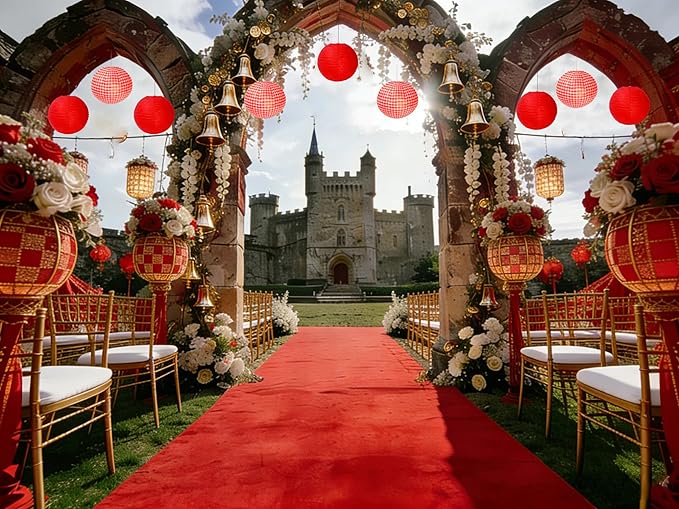 12 Inch Red Paper Lanterns,Red and White Round Hanging Chinese Paper Lanterns Decorations for Birthday Wedding Christmas Graduation Picnic BBQ Baby Shower Pizza Party Home Decor