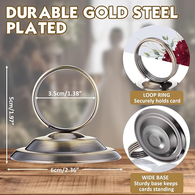MotiMind 24 Pcs Table Number Holders-Metal Place Card Holders Table Number Stands Tabletop Sign Stands for Photos, Menu, Memo, Notes, Wedding, Restaurant, Banquet, Birthday(Bronze)