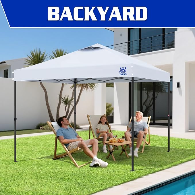 FANPAT 10x10 Pop Up Canopy Tent,300D Silver-Coating Top,1-Person Setup Commercial Heavy Duty Canopy Tent Instant Portable Shelter and Carry Bag, with 8 Stakes and 4 Weights (White)