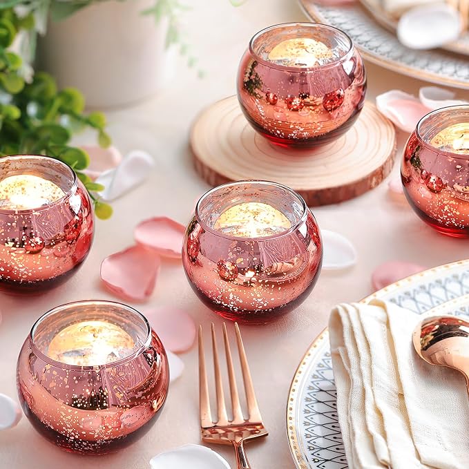 36 Pcs Rose Gold Candle Holders-Rose Gold centerpieces for Birthday Party, Wedding, Bridal Shower, Sweet 16. Mother's Day Brunch Table Decorations