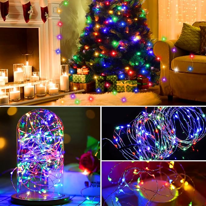 50LED Fairy Lights USB & Battery Powered, 16Ft Mutilcolor Fairy String Lights with 8 Modes & Timer, Cuttable Copper Wire Waterproof Twinkle Light Indoor Outdoor for Bedroom Wedding Christmas Decor
